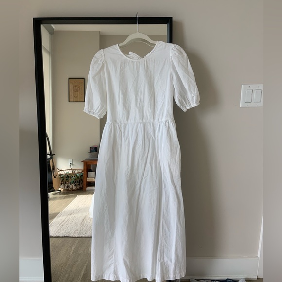 LACAUSA Dresses & Skirts - Lacausa White Cotton Aster Dress with Bows